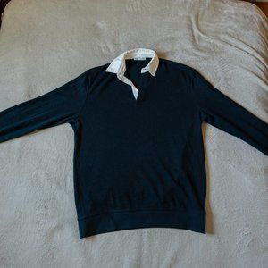 Zara Long Sleeve Polo shirt in Navy Size M